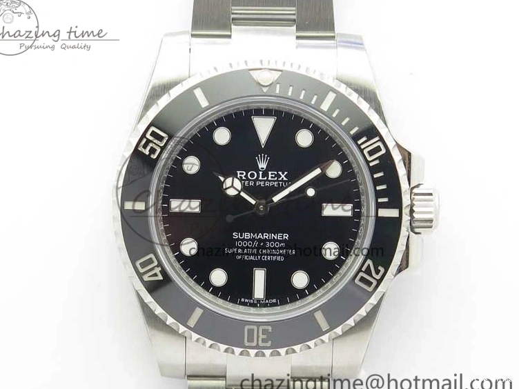1221 Submariner 114060 No Date Black Ceramic ZZF 904L 1:1 Best Edition on SS Bracelet A Original 2989